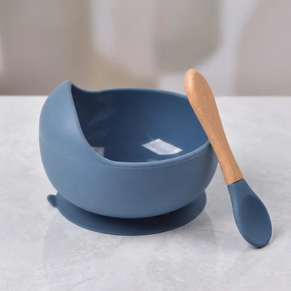Blue_Silicone_Baby_Feeding_Bowl_With_Wooden_Spoon_Set