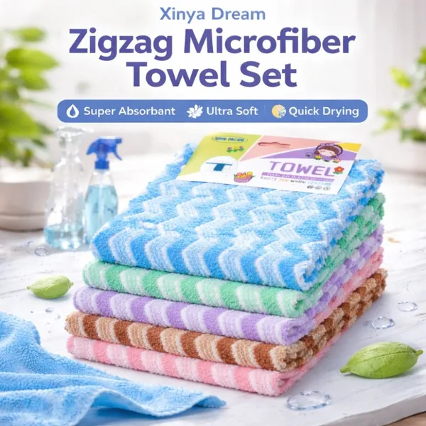 Xinya_Dream_Zigzag_Microfiber_Towel_Set_(Pack_Of_2)