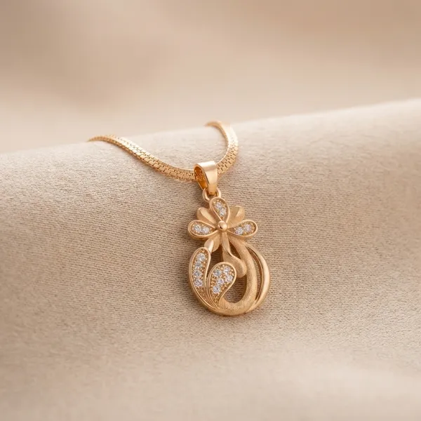 Elegant_Crystal_Drop_Design_Gold_Plated_Chain_Pendant_For_Women