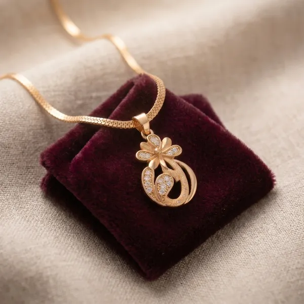 Elegant_Crystal_Drop_Design_Gold_Plated_Chain_Pendant_For_Women