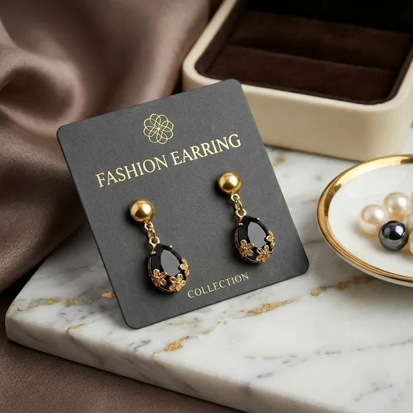 Black_Gold_Floral_Bead_Earrings