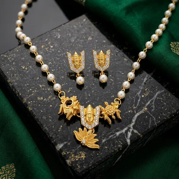 Divine_Balaji_Pearl_Necklace_Set_for_Women_|_Gold_Plated_Temple_Jewelry_Set_with_Earrings