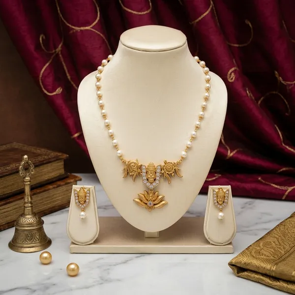 Divine_Balaji_Pearl_Necklace_Set_for_Women_|_Gold_Plated_Temple_Jewelry_Set_with_Earrings