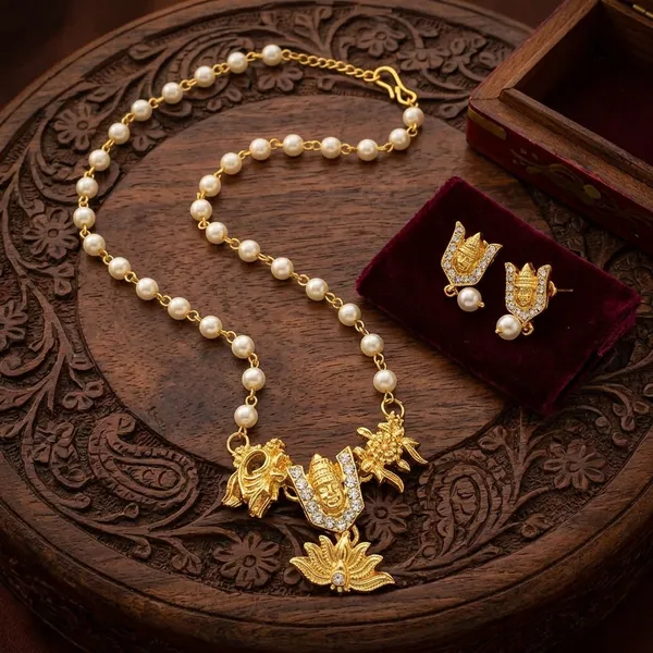 Divine_Balaji_Pearl_Necklace_Set_for_Women_|_Gold_Plated_Temple_Jewelry_Set_with_Earrings