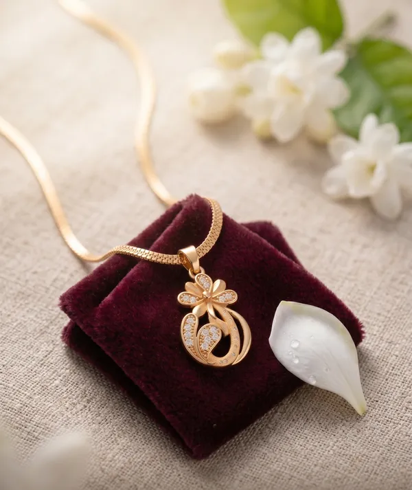 Elegant_Crystal_Drop_Design_Gold_Plated_Chain_Pendant_For_Women
