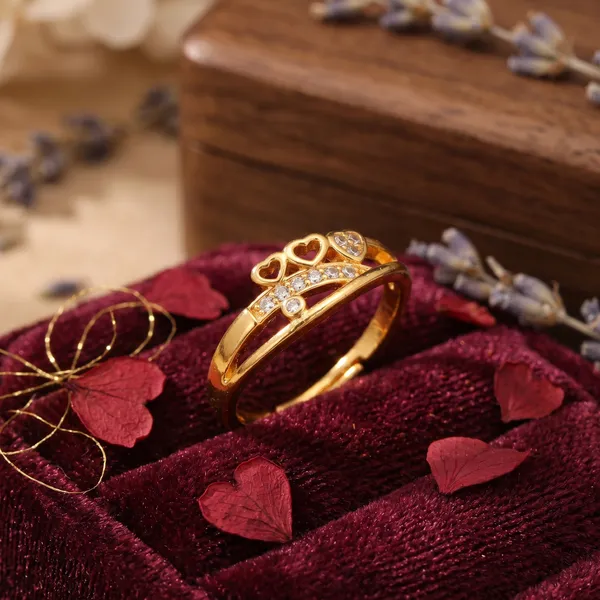 Elegant_Gold_Plated_Double_Heart_Diamond_Ring_For_Girls_And_Womens