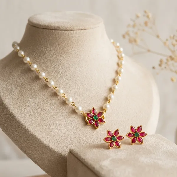 Floral_Pendant_Necklace_Set_with_Matching_Stud_Earrings
