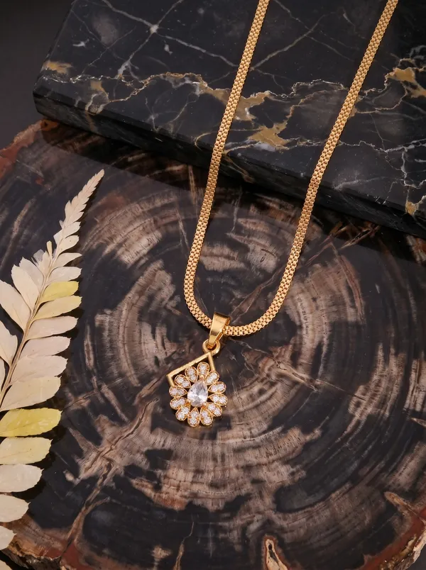 Gold_Plated_American_Diamond_Flower_Design_Pendant_And_18_Inch_Chain