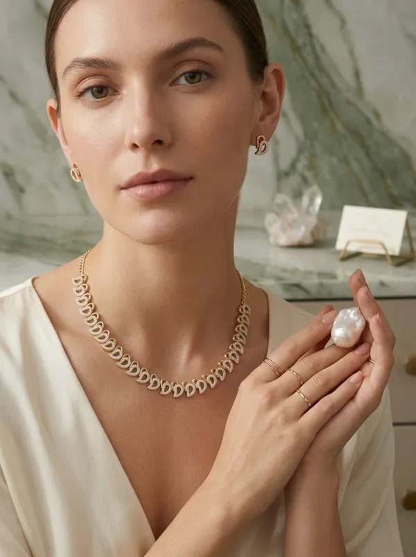 The_Golden_Leaf_Collection_Radiant_Motif_Necklace_And_Earring_Set