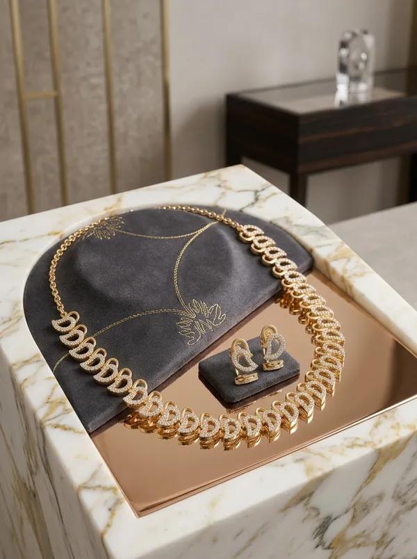 The_Golden_Leaf_Collection_Radiant_Motif_Necklace_And_Earring_Set