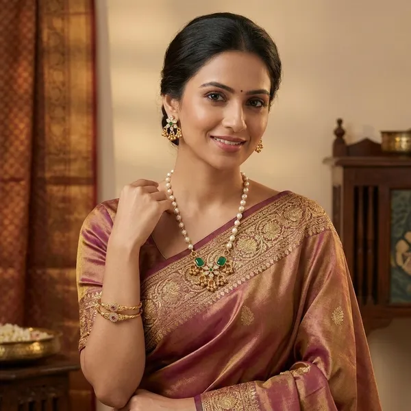 Traditional_Gold-Tone_Pearl_Jewelry_Set_with_Green_Stone_Pendant,_Earrings_&_Red_Stone_Bangles