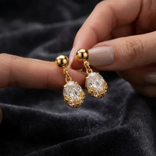 White_Gold_Floral_Bead_Earrings
