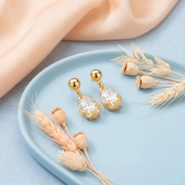 White_Gold_Floral_Bead_Earrings