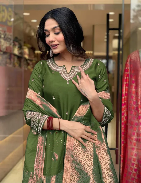 Mehndi_Pure_Cotton_Kurta_Set_For_Women
