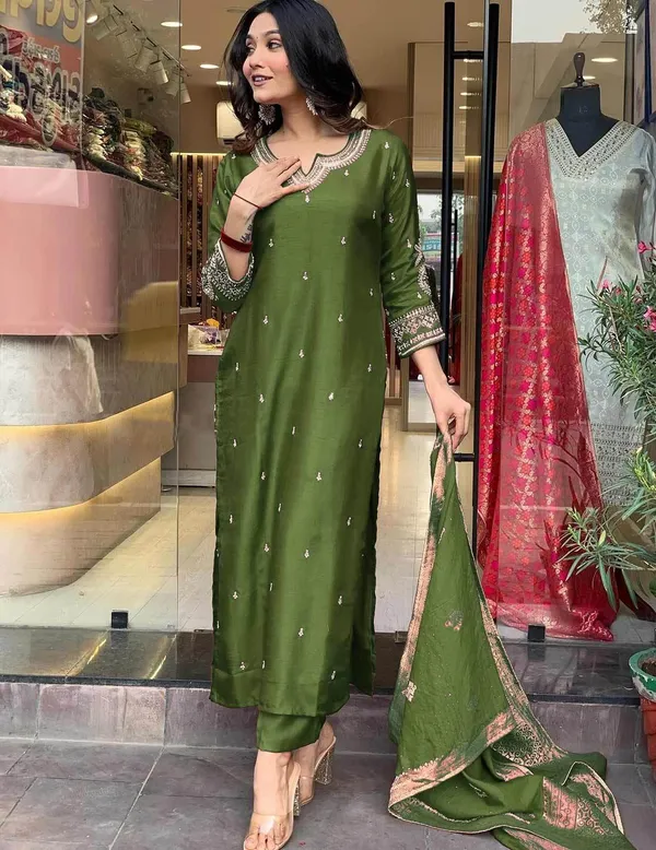 Mehndi_Pure_Cotton_Kurta_Set_For_Women