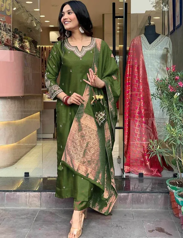 Mehndi_Pure_Cotton_Kurta_Set_For_Women