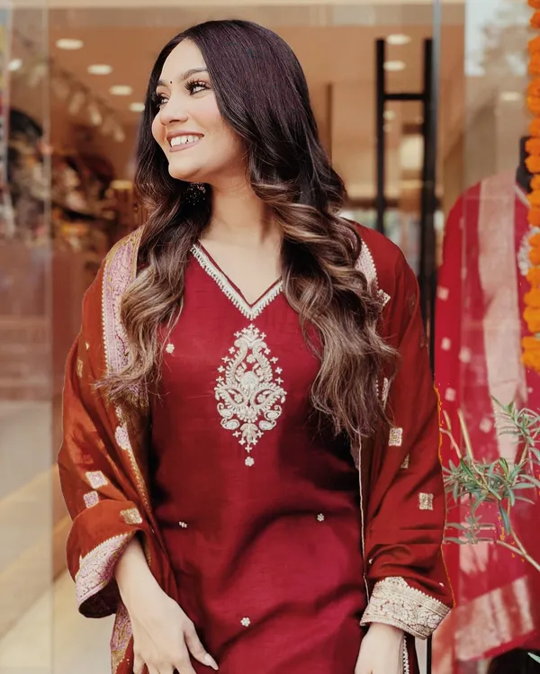 Maroon_Pure_Cotton_Kurta_Set_For_Women