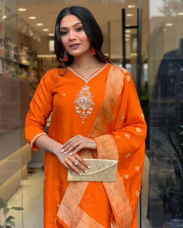 Orange_Pure_Cotton_Kurta_Set_For_Women