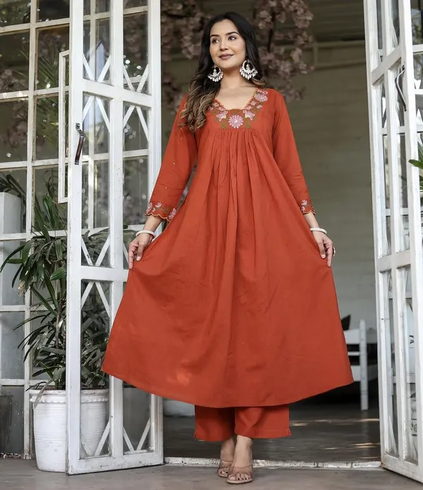 Arma_Fashion_Floral_Embroidered_Rust_Cotton_Anarkali_Suit_With_Dupatta_3_Piece_Traditional_Ethnic_Set_Navratri_Diwali_Deepawali_Festival_Traditional_Ethnic_Wear