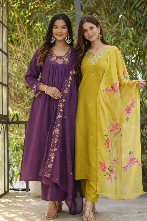 Arma_Fashion_Combo_Kurta_Sets_Purple_And_Yellow_Embroidered_Ethnic_Wear_For_Women_Pack_Of_2
