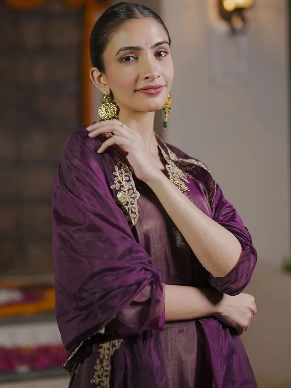 Purple_Shimmer_Kurta_Set_For_Women