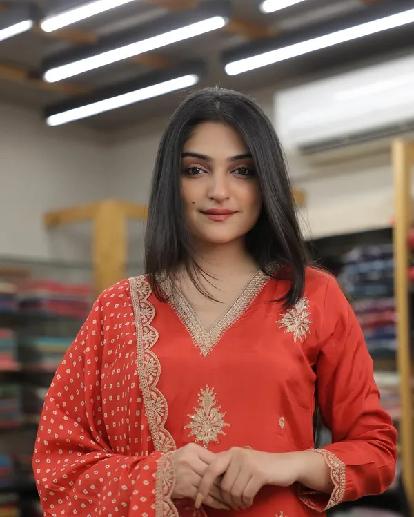 Rust_Pure_Silk_Kurta_Set_For_Women