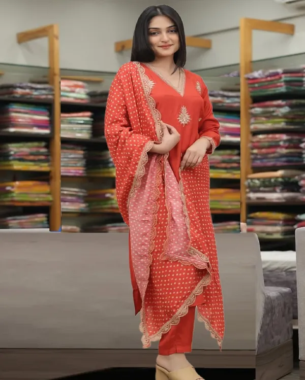 Rust_Pure_Silk_Kurta_Set_For_Women