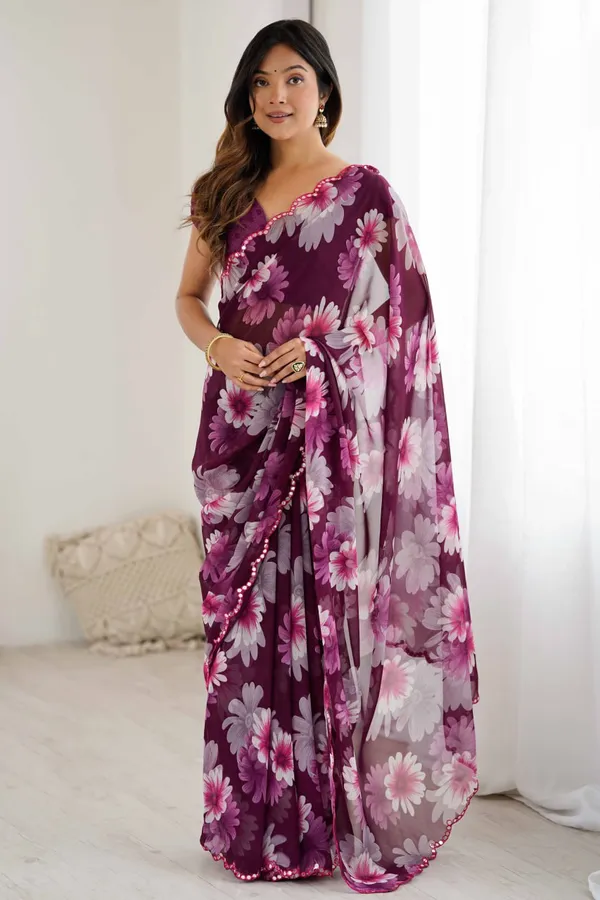 Georgette_Silk _Saree_With_Unstitched_Blouse