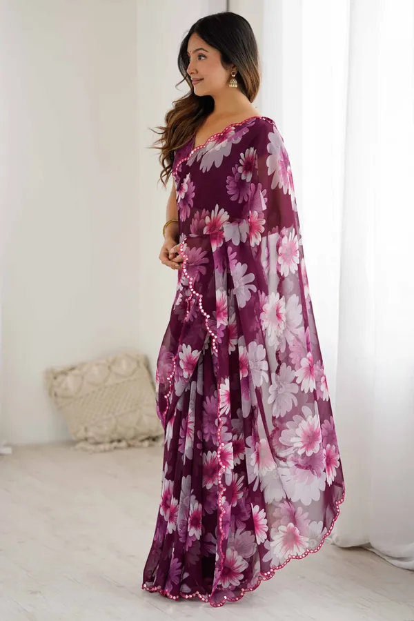 Georgette_Silk _Saree_With_Unstitched_Blouse