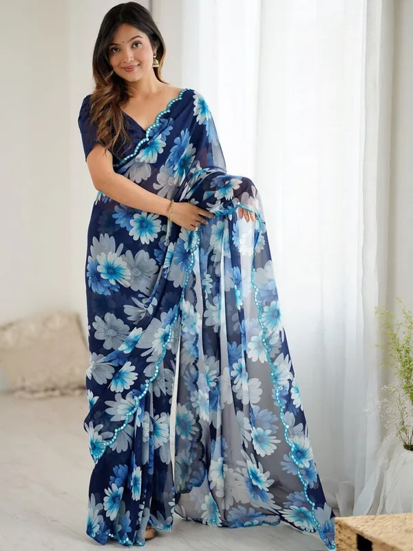 Georgette_Silk _Saree_With_Unstitched_Blouse