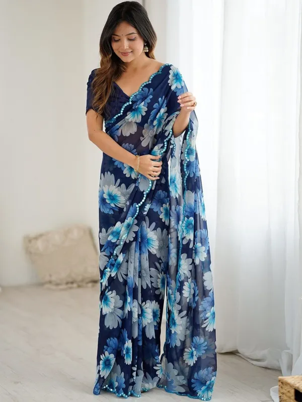 Georgette_Silk _Saree_With_Unstitched_Blouse