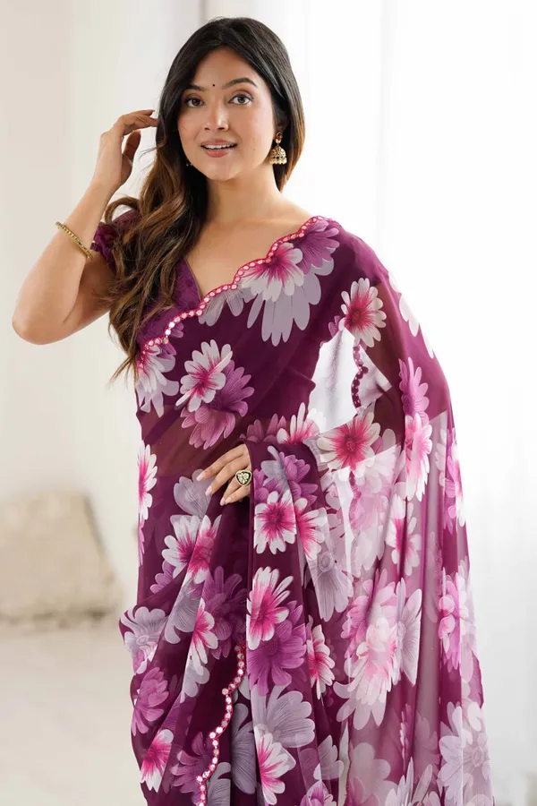 Georgette_Silk _Saree_With_Unstitched_Blouse