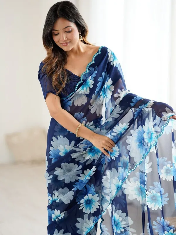 Georgette_Silk _Saree_With_Unstitched_Blouse