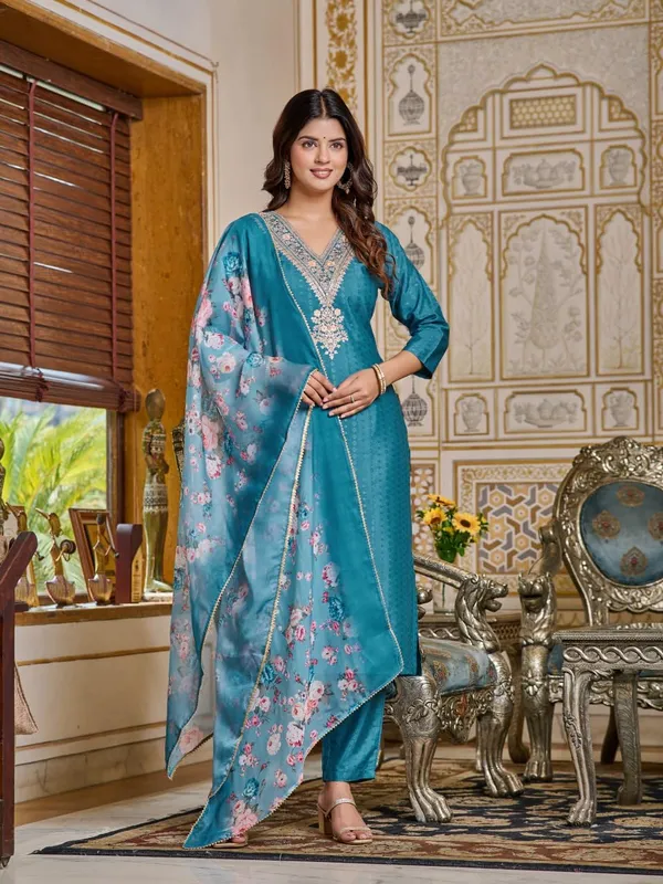 Arma_Fashion_Combo_Kurta_Sets_Green_And_Dark_Sky_Embroidered_Ethnic_Wear_For_Women_Pack_Of_2