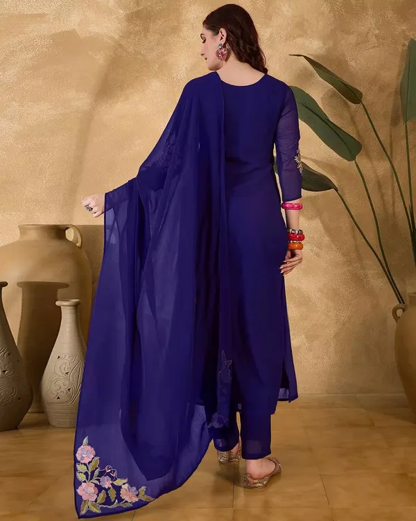 Dark_Blue_Silk_Blend_Kurta_Set_For_Women