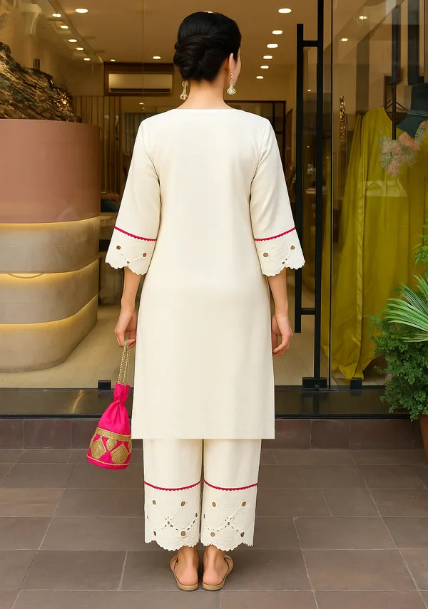 White_And_Pink_Cotton_Kurta_Set_For_Women