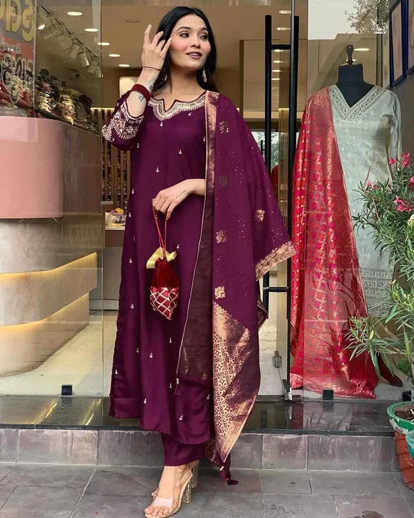 Violet_Pure_Cotton_Kurta_Set_For_Women