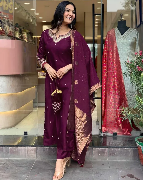 Violet_Pure_Cotton_Kurta_Set_For_Women