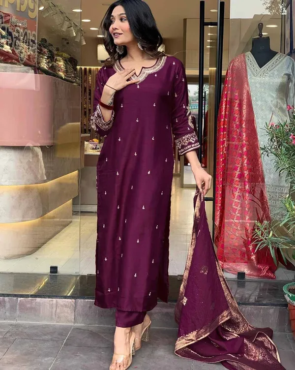 Violet_Pure_Cotton_Kurta_Set_For_Women