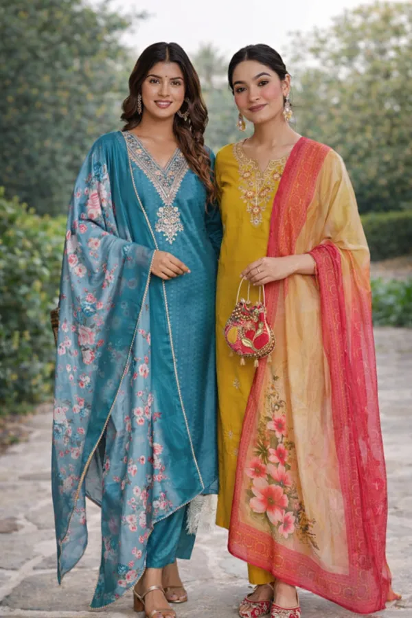 Arma_Fashion_Combo_Kurta_Sets_Dark_Sky_And_Yellow_Embroidered_Ethnic_Wear_For_Women_Pack_Of_2