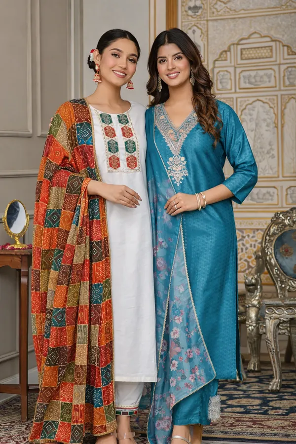 Arma_Fashion_Combo_Kurta_Sets_Dark_Sky_And_White_Embroidered_Ethnic_Wear_For_Women_Pack_Of_2
