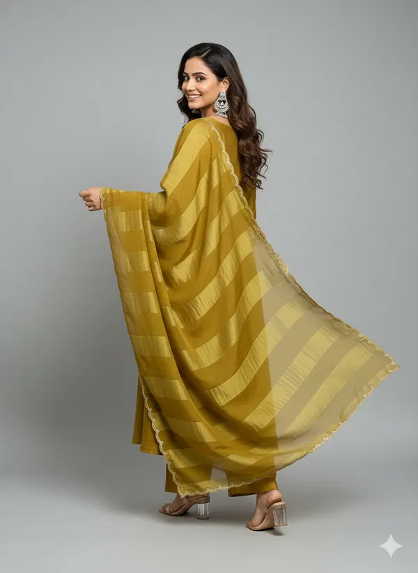 Mustard_Yellow_Silk_Blend_Kurta_Set_For_Women