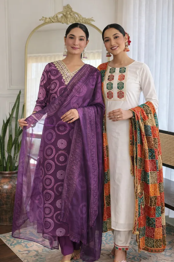 Arma_Fashion_Combo_Kurta_Sets_White_And_Purple_Embroidered_Ethnic_Wear_For_Women_Pack_Of_2