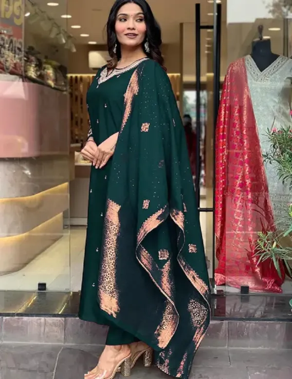 Bottle_Green_Pure_Cotton_Kurta_Set_For_Women