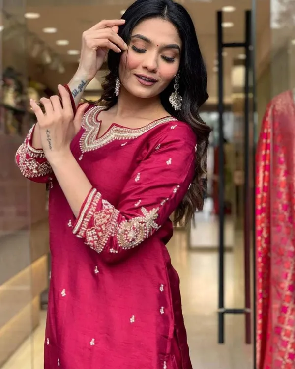 Maroon_Pure_Cotton_Kurta_Set_For_Women