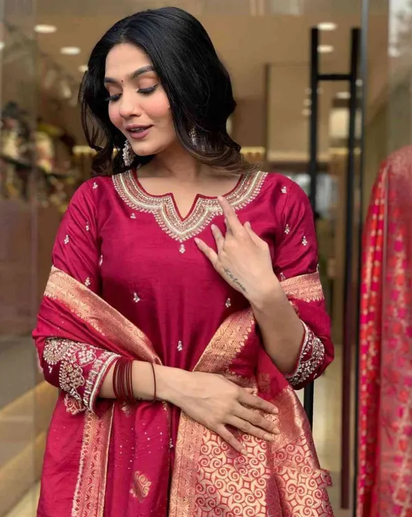 Maroon_Pure_Cotton_Kurta_Set_For_Women