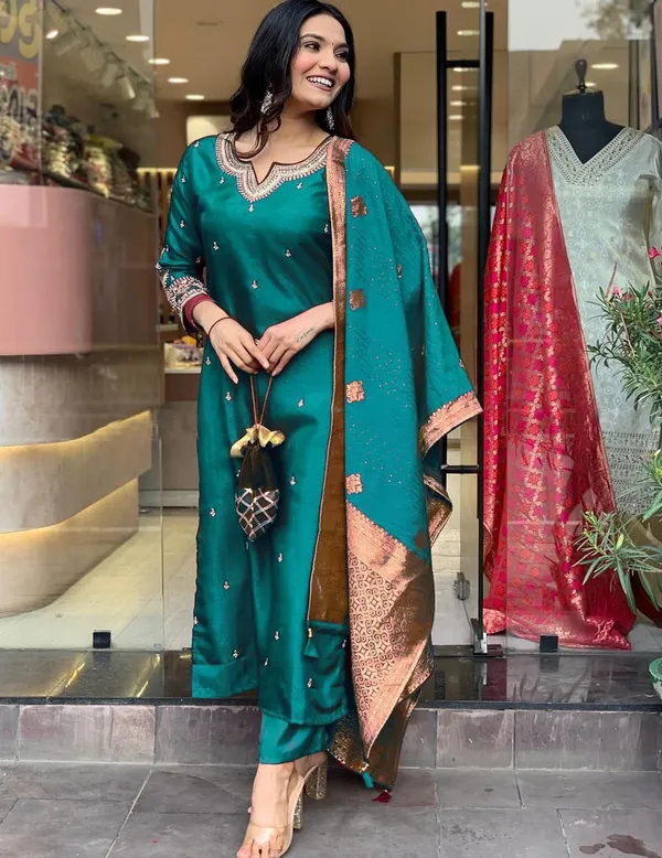 Rama_Green_Pure_Cotton_Kurta_Set_For_Women