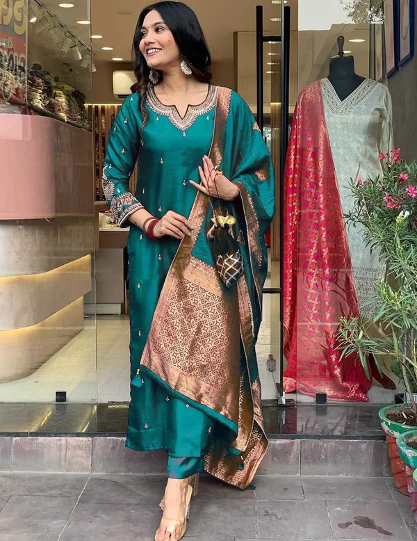 Rama_Green_Pure_Cotton_Kurta_Set_For_Women