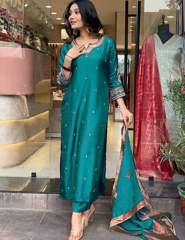 Rama_Green_Pure_Cotton_Kurta_Set_For_Women