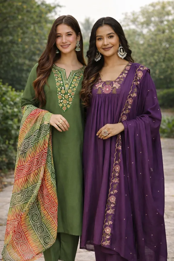Arma_Fashion_Combo_Pack_Of_2_Kurta_Sets_Green_And_Purple_Embroidered_Ethnic_Wear_|_Pack_Of_2